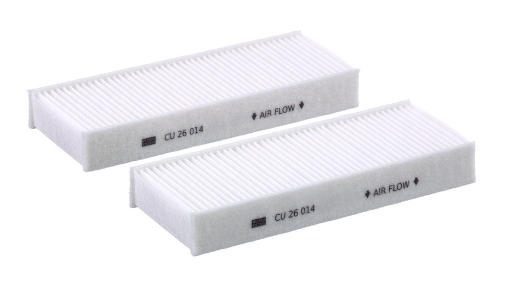 CU 26 014-2, Filter, cabin air, MANN-FILTER, 9804163380, 9837470680, 11-123190016/S, 1612920380, 17565-X2, 1987435062, 350203066430, 44847, 4781-AC, 53.277.00, 62944847, 715808, 80004812, 8660005360, AC150, ADP152514, AH425-2, CCF0497, CF11808-2, CUK26014-2, CW548001, DCF608P, DP1110120115, E3942LI-2, E718-2, EKF370-2, FAA-055JM, FC448x2, FCA-10359, HB263