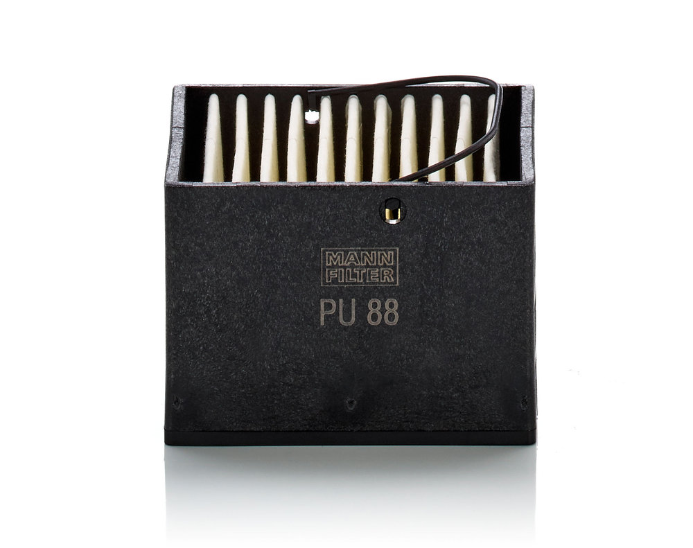 PU 88, Fuel Filter, MANN-FILTER, 019-1105040-10, 11715301, 4437410140, 7623375, 81.12501-0004, 85.12501-0003, 85.12501-0005, 00530/50H, 12343230014, 1535280, 174260, 26.064.00, 3.22016, 4473-FC, 95101E, ALG-7852, C1055, DE3402, E0530K02, F026402149, FA6131ECO, FF342210, FS1082, K165037N50, KX395, MFE1328A, MG3607, P954555, PK937/1, S6064NE