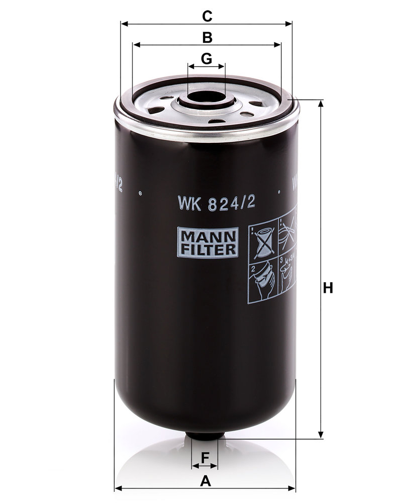 Fuel Filter - WK 824/2 MANN-FILTER - 31922-26910, 31922-3E200 ...