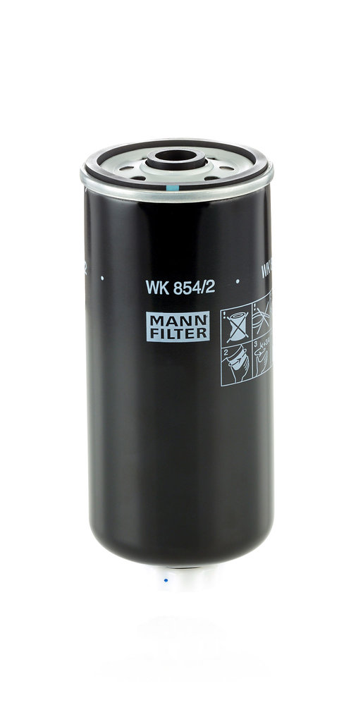WK 854/2, Fuel Filter, MANN-FILTER, 0016003940, 12F00-17260-AA, 2992300, 40196724, 52129238AA, 6531085M1, 84477348, K52129238AA, 500038748, 500040976, 500041181, 504018807, 504026399, 504044712, 504057277, 0986BF0318, 1519320, 153071760102, 1682952780, 24.009.00, 30-09-907, 40298, 4075-FS, 4266/1, 5100, 587712, 63980, 7.24080, 7690266/1, 8671014182
