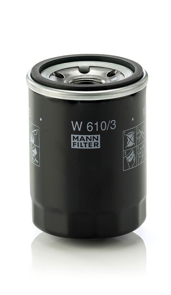 W 610/3, Olejový filtr, Filtr olej.MANN, MANN-FILTER, 0.009.4794.1, 0.0094.794.1, 0JE1514302, 1017100-EG01, 1039891, 1109AC, 1109AE, 11715849, 1230A105, 12582255, 1535505, 15400-PLM-A01PE, 35-8M0162830, 4294841, 4318092, 46347171, 5650301, 8-94368-727-0, G6Y014302-A, K01945129, OJE15-14302, PW510577, SMD360935, VA30A4000103, 0.010.2687.0, 0.010.3989.1, 0.0103.989.1, 1109CG, 1230A182, 15400-PLM-A02PE