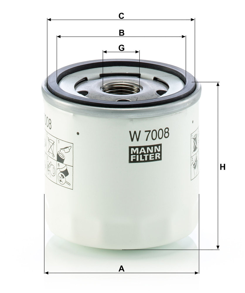 Oil Filter - W 7008 MANN-FILTER - 1007705, 1E05-14302, 30711616 | K ...