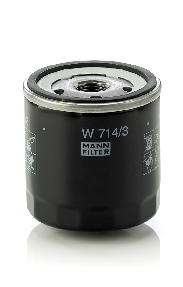 W 714/3, Olejový filtr, Filtr olej.MANN, MANN-FILTER, 15208-60400, 2.4419.140.0, 2.4419.140.1, 4212109, 452.04.09.01, 5012555, 7701415064, 4228326, 5019918, 4339509, 4356500, 4363484, 4371581, 4382101, 4394463, 43944630, 4434790, 4434792, 46805830, 5939831, 5951865, 6001073239, 60574554, 60810709, 71736166, 7581562, 7689285, 0451103096, 10.19.05/110, 153071760114