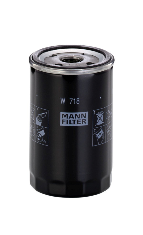 W 718, Olejový filtr, Filtr olej.MANN, MANN-FILTER, 15208-13213, 276.2175.036, 5000273, 650353, 94020402, 276.2175.36, 6029109, 650653, 500.2175.36, 6696257, 691M6714AA, 77BM6714BA, A720X6714UA, D1PZ6731A, 0451102002, 115.128.09/110, 1500838, 2021, 23.117.00, 2735E6714B, 4058, 41.364.000, 43.10.117, 51034, 61057, 96AP, AW47, B143, BC-1093, DO261