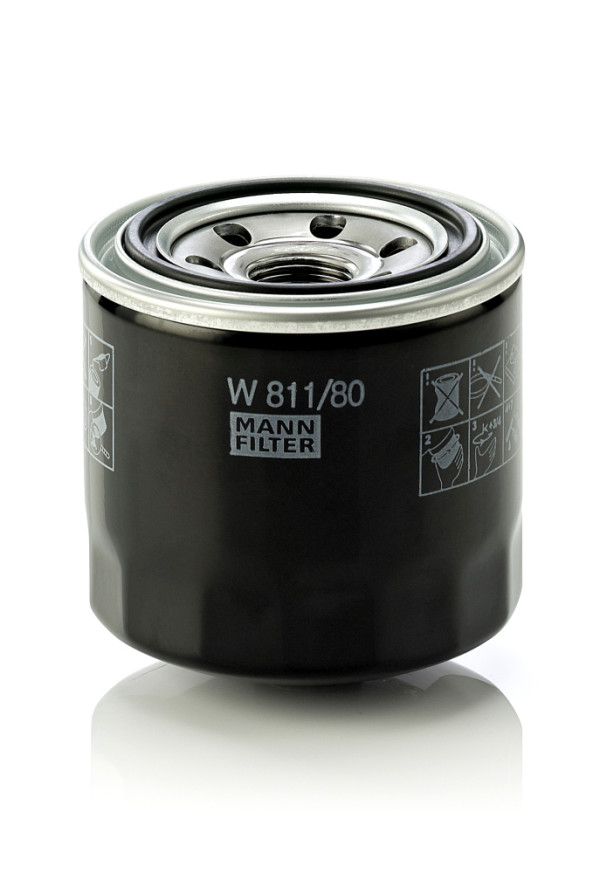 W 811/80, Oil Filter, MANN-FILTER, 0-324143000, 0RF0323802, 1000126822, 1016004387, 1017011005-B11, 1140320, 11621605, 11713229, 119005-35100, 122-0827, 1221800110, 1230A153, 12337532, 14501673990, 15208-AA020, 15208-HC300, 15241-3209-2, 15400-111-003, 15601-87310, 1962769C2, 26300-11100, 26300-35056, 26300-35501, 2-94456-641-0, 3252742, 3653459M1, 3678034M3, 3I1154, 4243102, 4454526