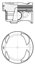 41108600, Kolben mit Ringen und Bolzen, KOLBENSCHMIDT, Audi A1/A3/Q2/Q3 Seat Arona Ateca Leon Tarraco Škoda-VW Fabia/Octavia-IV Kamiq Karoq Superb Arteon Golf Passat Polo T-Roc Taigo Tiguan Touran 1,5TSi DADA* DFYA* DPCA* 2018+, 05E107065AB, 05E107065Q, 05E1070655AB, 05E107065A, 05E107065AE, 05E107065C, 05E107065S