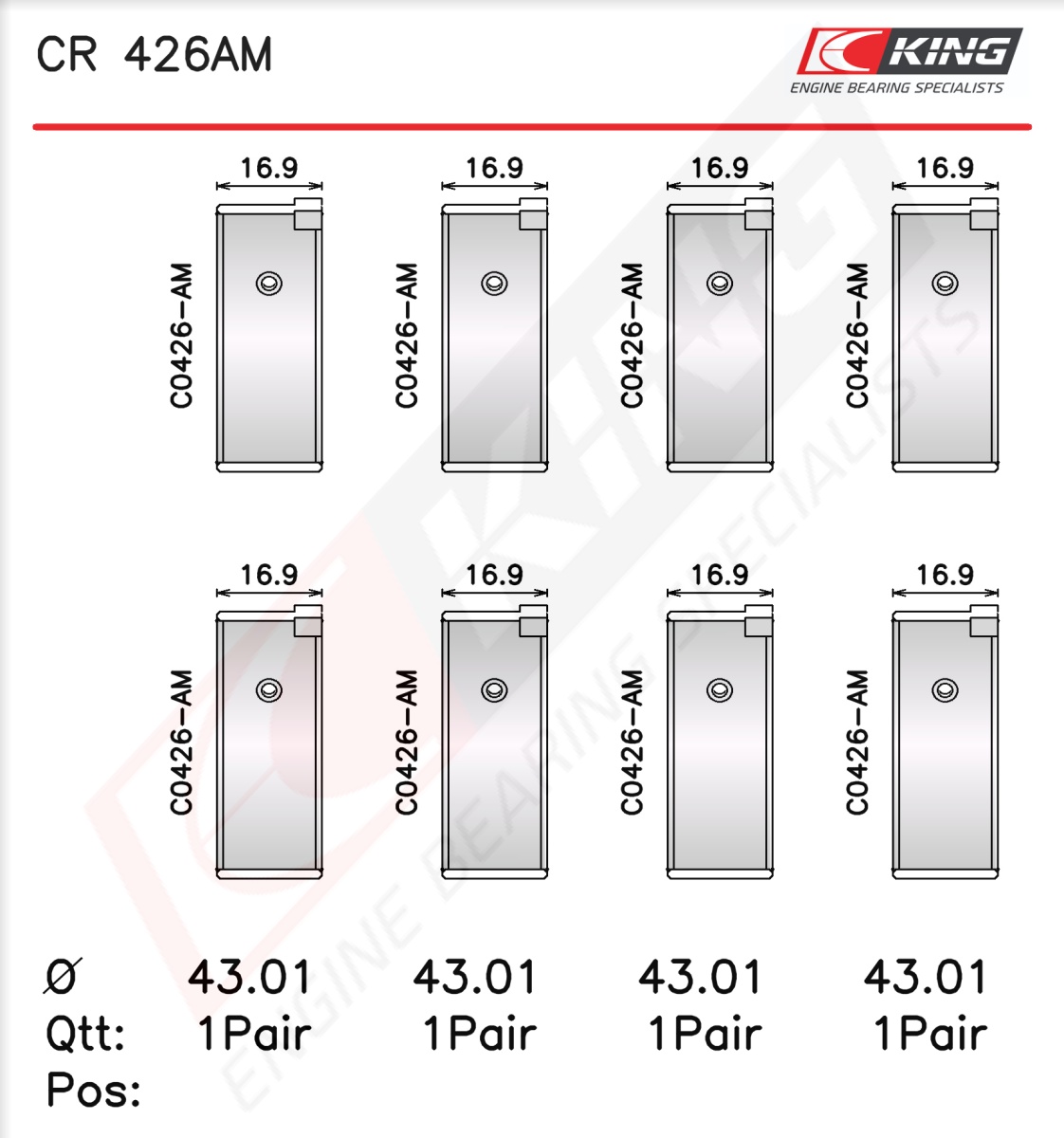 Connecting Rod Bearing Shell - CR 426AM KING - 12111-11M20 ...