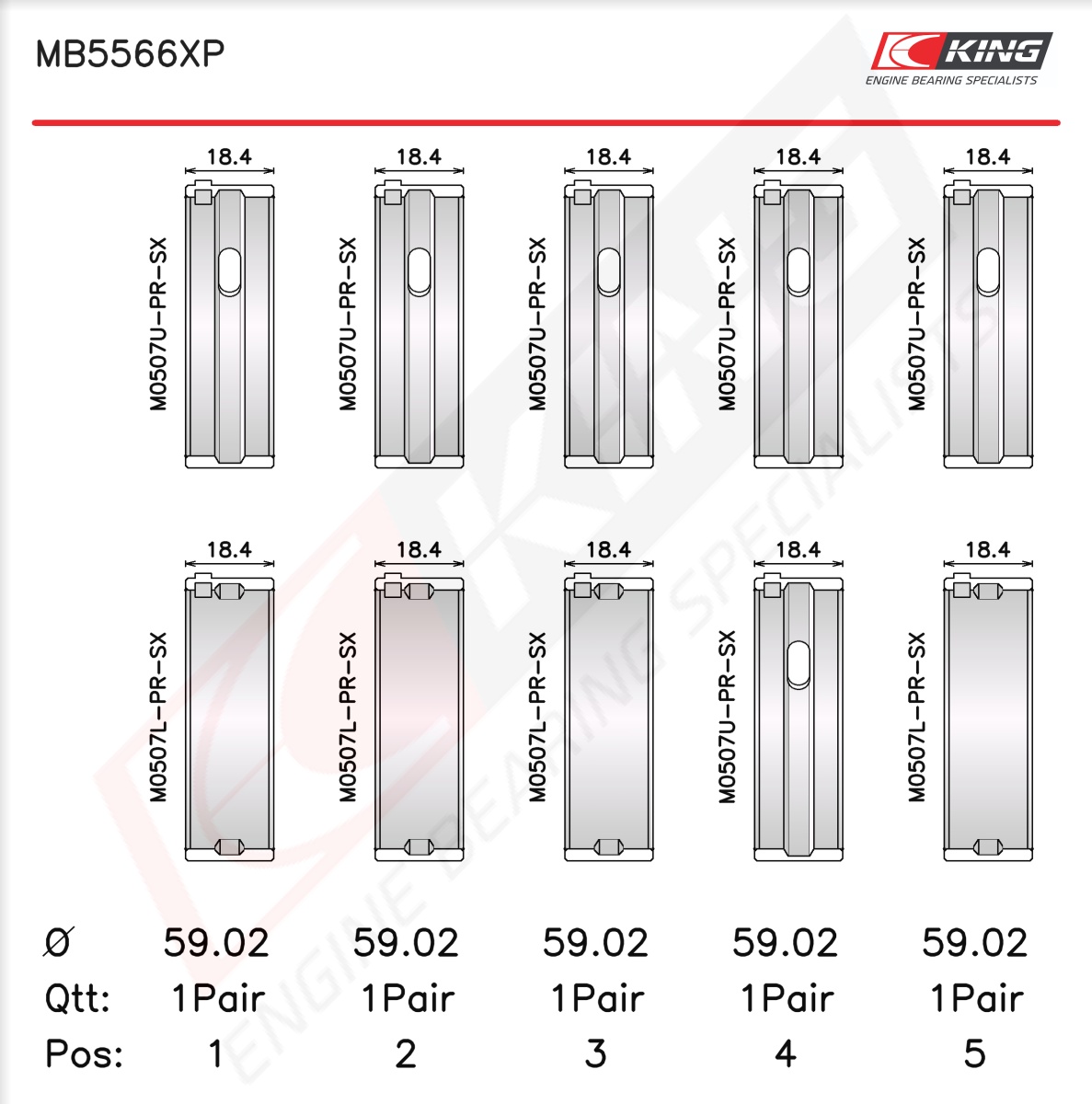 Crankshaft Bearing Shell Set - MB5566XP STDX KING | K MOTORSHOP s.r.o.