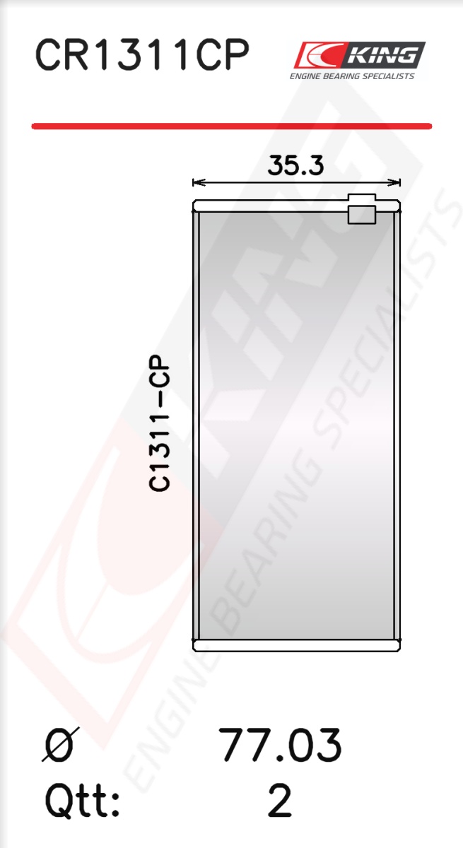 CR1311CP, Pleuellagerschale, KING, 2991514, 2991515, 2996000, 99473684, 007PL20591200, 37012600, 71-4087/6STD