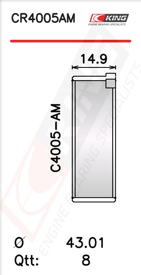 CR4005AM, Pleuellagerschale, KING, 12111-01B00, 01-4351/4STD, 181089000900