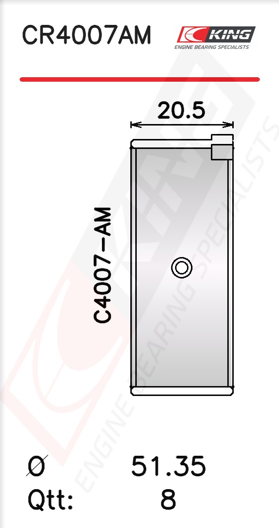 CR4007AM, Connecting Rod Bearing Shell, KING, 2101-1000104, 01-3164/4STD