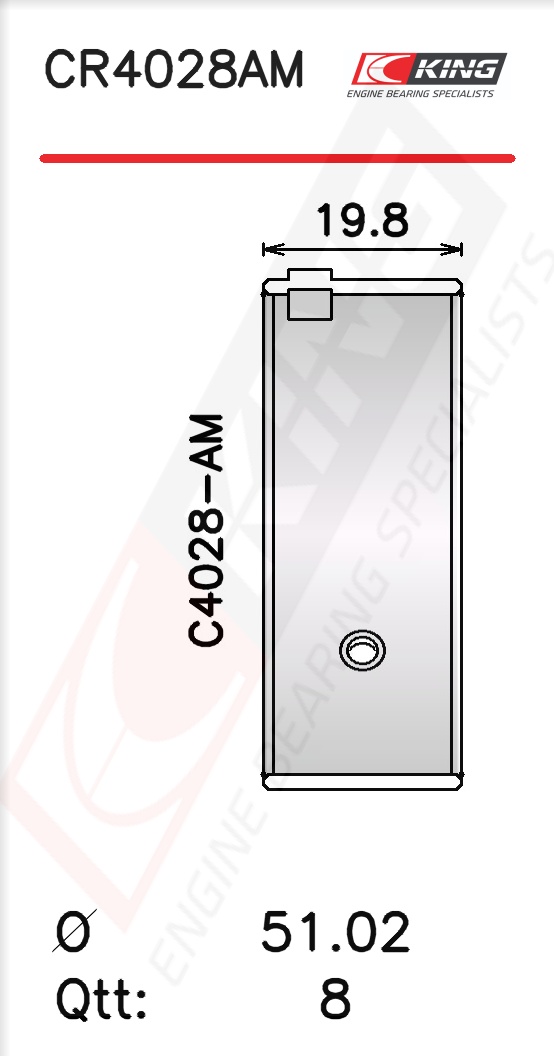 CR4028AM, Pleuellagerschale, KING, 13041-71011, 01-4350/4STD, 181096000800, CB-1407A