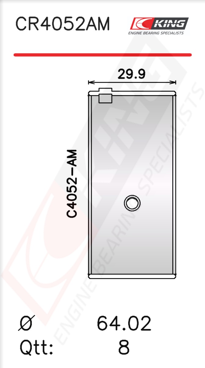 CR4052AM0.25, Connecting Rod Bearing Shell, KING, 13041-58010, MD332497, 01-4346/40.25mm