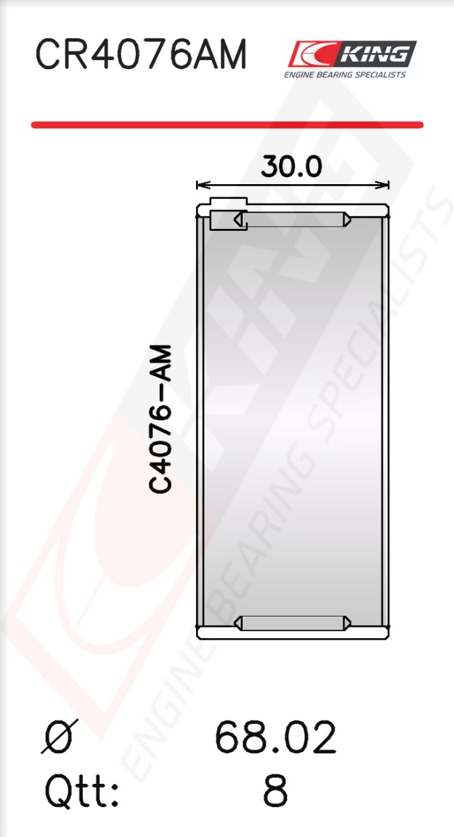 CR4076AM0.5, Connecting Rod Bearing Shell, KING