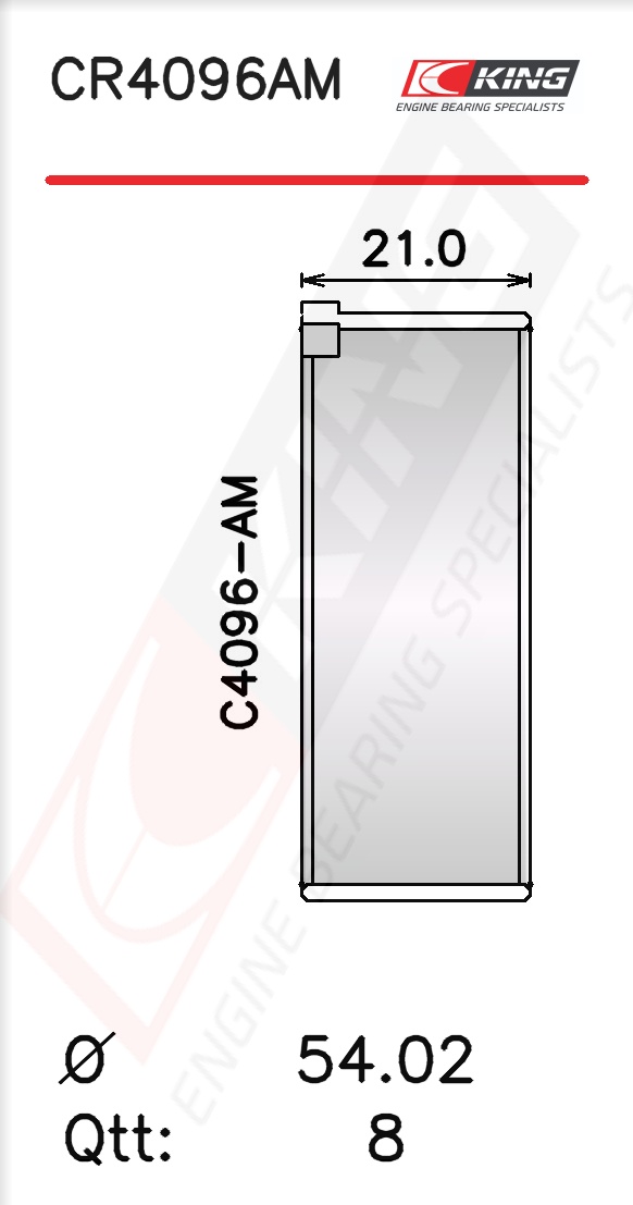 CR4096AM0.25, Connecting Rod Bearing Shell, KING, CB-2009A0.25