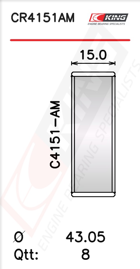 CR4151AM, Pleuellagerschale, KING, 01-4162/4STD, 181021000500, FIESTA-ZETEC1.416V