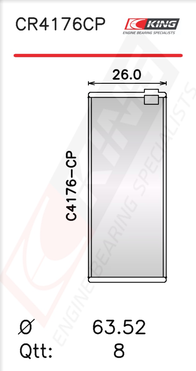 CR4176CP0.25, Connecting Rod Bearing Shell, KING, 1665195, 014PS20278025, 181021000915, 71-4167/40.25mm