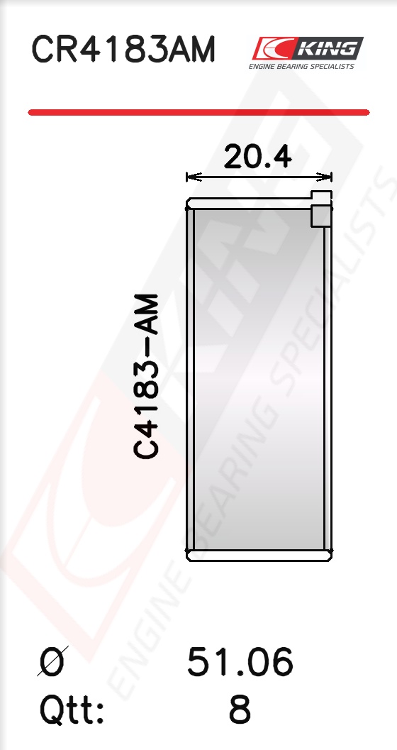 CR4183AM0.25, Connecting Rod Bearing Shell, KING, MO4728997