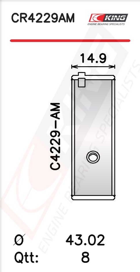CR4229AM, Connecting Rod Bearing Shell, KING, 13041-10020, 01-4128/4STD, 181096001300