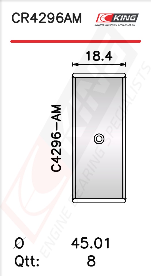 CR4296AM, Pleuellagerschale, KING, 030105701T, 01-3874/4STD, 181050000400