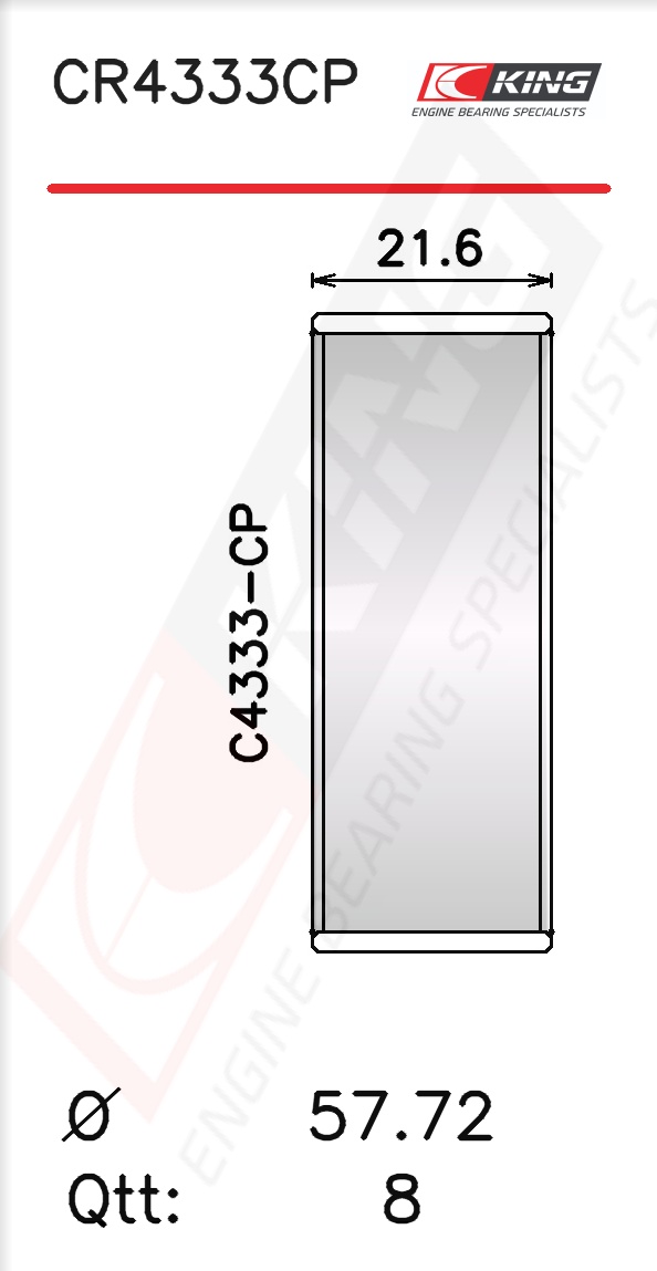 CR4333CP, Pleuellagerschale, KING, ERR6376, 71-4164/4STD