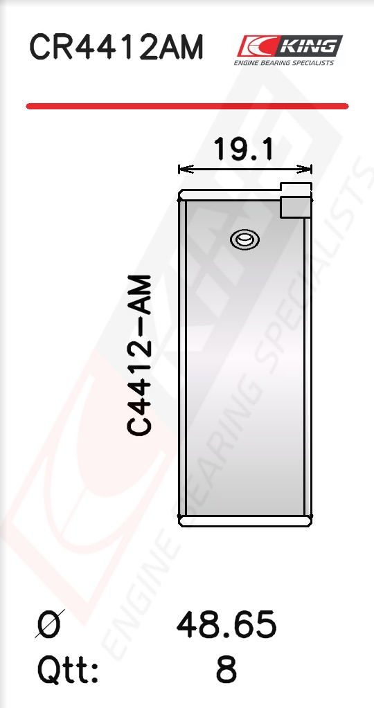 CR4412AM 040, Connecting Rod Bearing Shell, KING