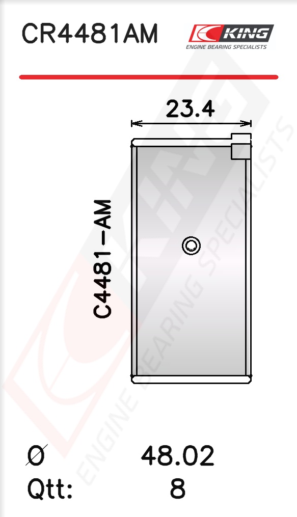 CR4481AM, Pleuellagerschale, KING, MD002813, 181088000800, 676PS19866000, 71-4143/4STD, CB-1120A