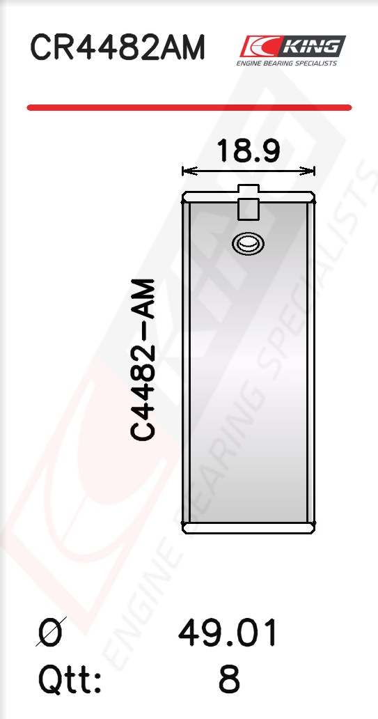 CR4482AM1.0, Connecting Rod Bearing Shell, KING, CB-1216AL