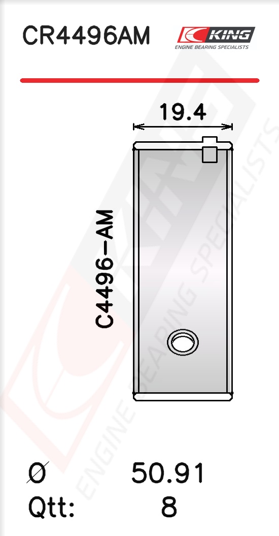 CR4496AM, Pleuellagerschale, KING, 6061938, 81SM6211MA, 81SM6211NA, 01-3557/4STD, 014PS20585000, 87373600