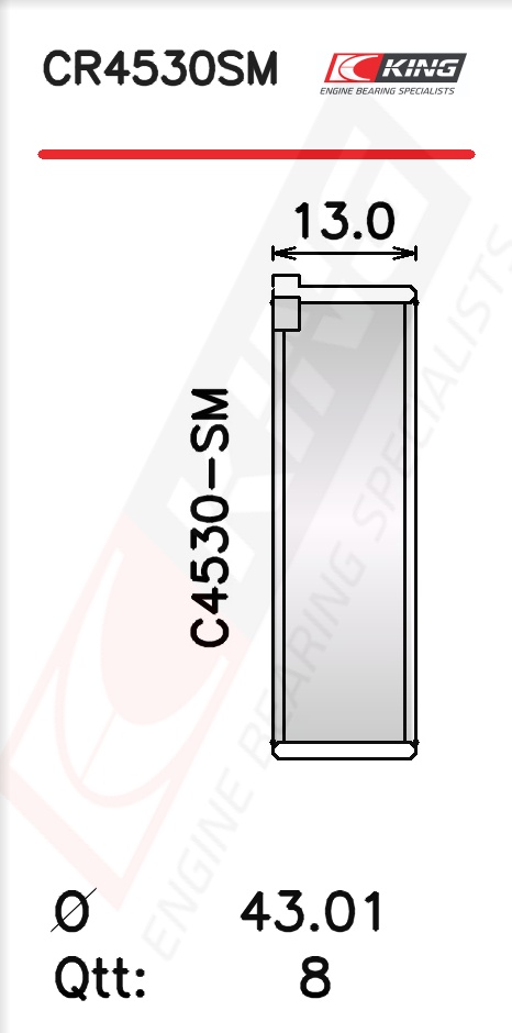 CR4530SM0.25, Connecting Rod Bearing Shell, KING, 13041-BZ010