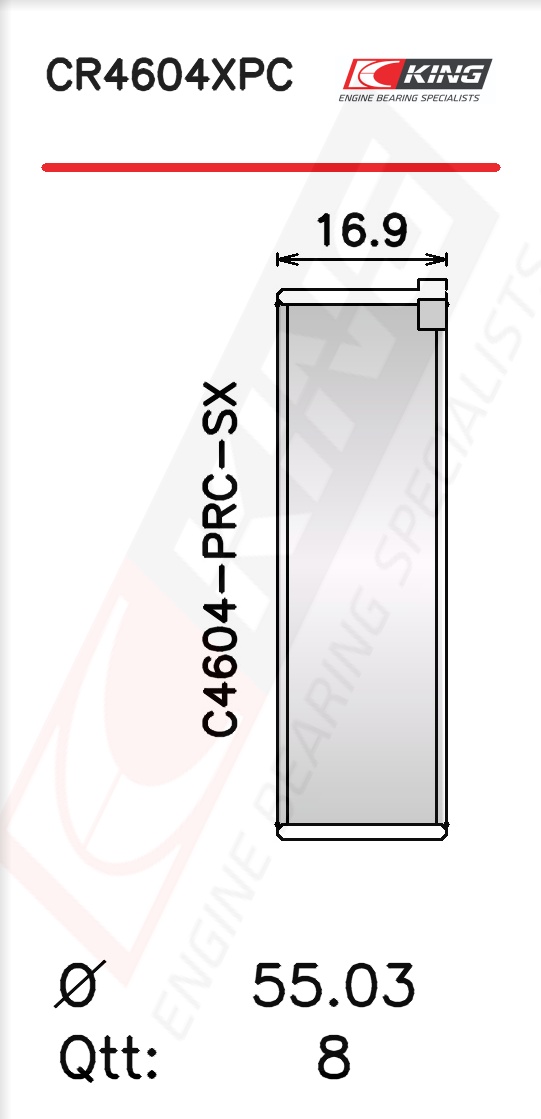 CR4604XPC0.25, Connecting Rod Bearing Shell, KING