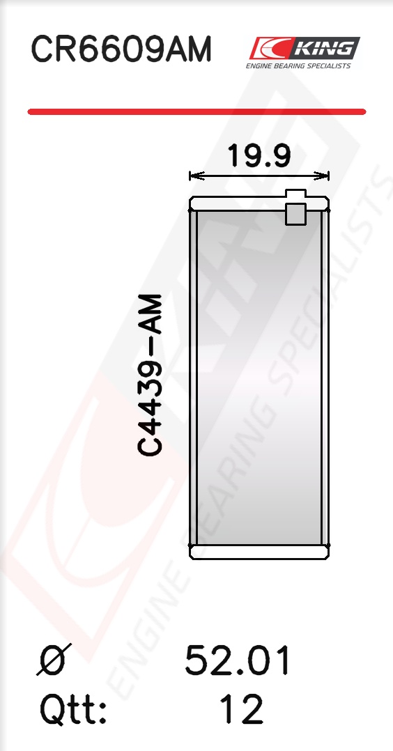 CR6609AM, Connecting Rod Bearing Shell, KING, 11503520013, 181007000300, 71-2182/6STD, CB-809P