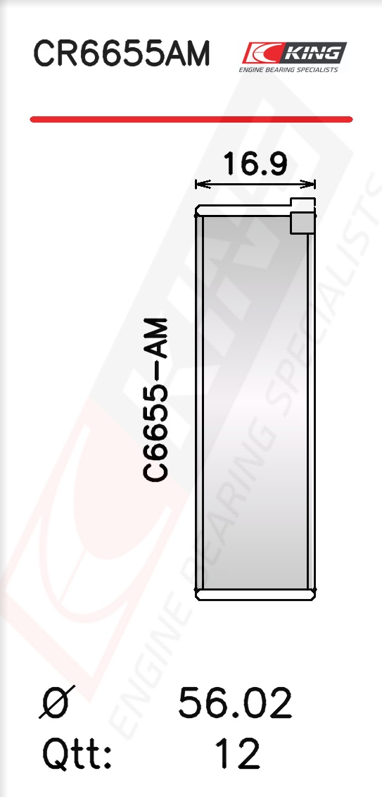 CR6655AM0.25, Connecting Rod Bearing Shell, KING, JEY0-11-SE0, 181085000815, CB-1592AL-.25mm