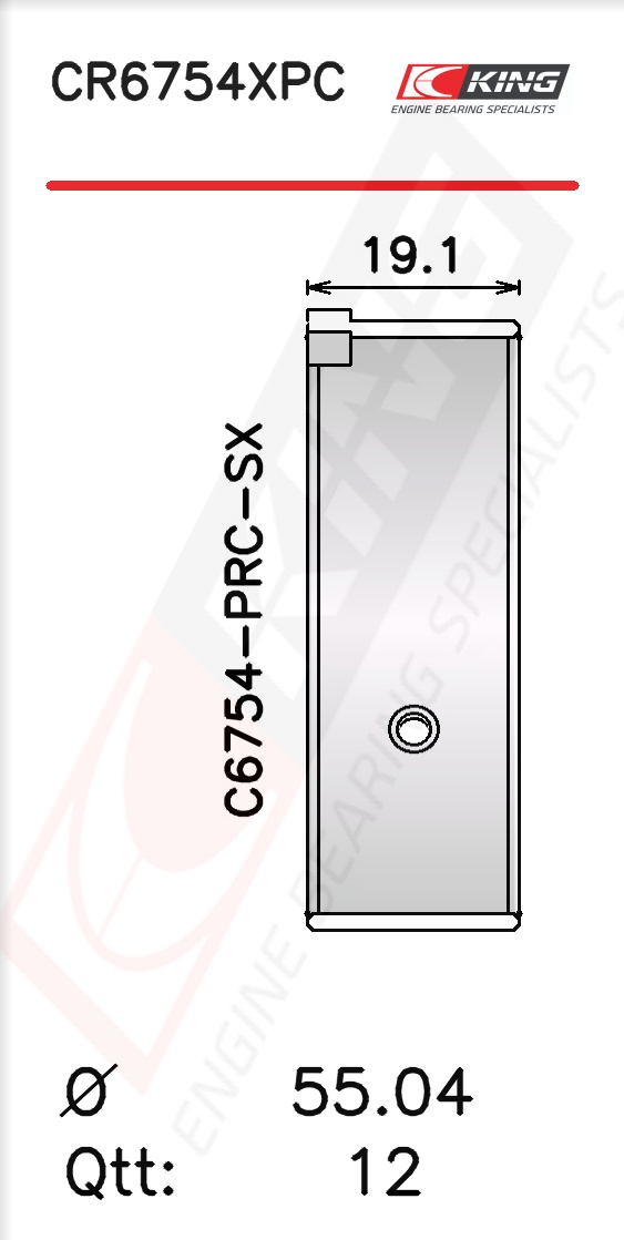 CR6754XPC, Connecting Rod Bearing Shell, KING, CB-1628H