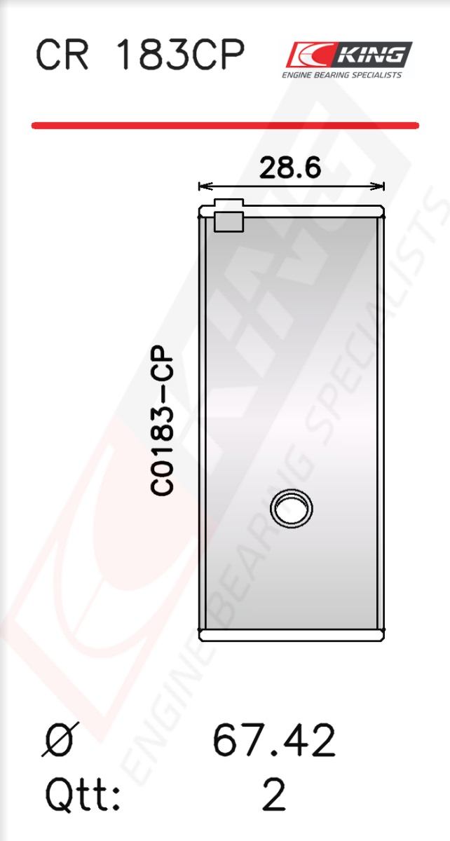CR 183CP 030, Pleuellagerschale, KING, 15363-4128, 1930181, 181121000726, 71-41040.75mm, CB-1296P