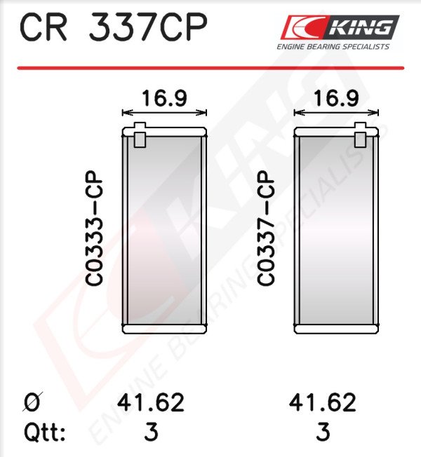 CR 337CP, Pánev ojničního ložiska, Lož.ojn.(PL)set/Cyl.3, KING