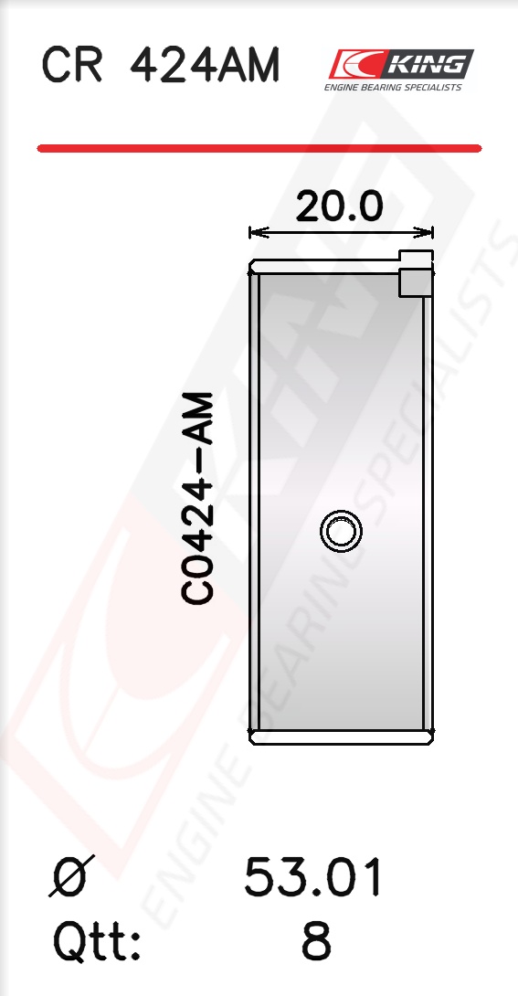 CR 424AM, Connecting Rod Bearing Shell, KING, CB-1269A