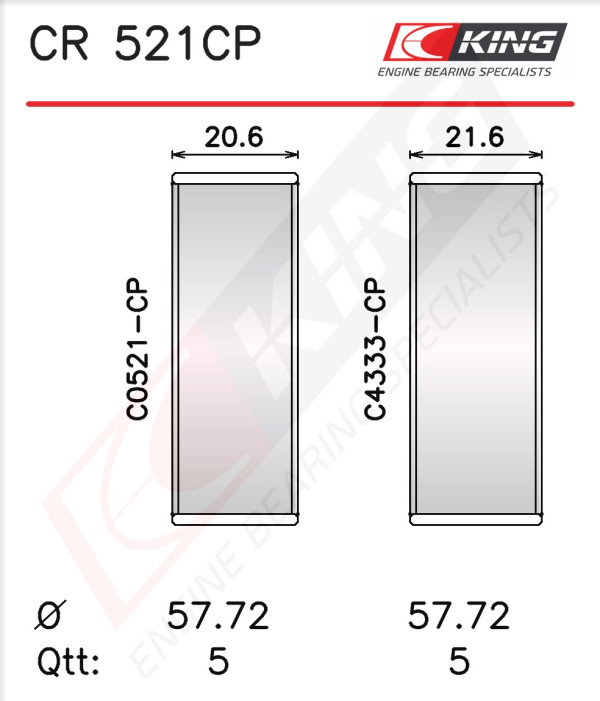 CR 521CP, Connecting Rod Bearing Shell, KING, STC3300, 71-3902/5STD