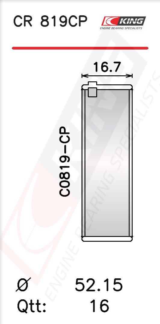 CR 819CP0.5, Connecting Rod Bearing Shell, KING, CB-1351A