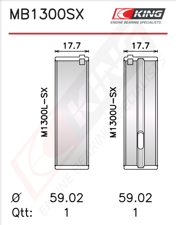 MB1300SX, Kurbelwellenlagerschalen-Satz, KING, A6400330201, A640033120154, 72-4014STD