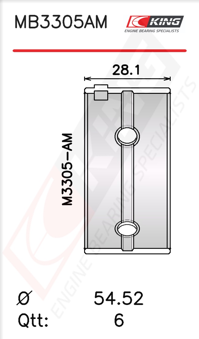 MB3305AM, Crankshaft Bearing Shell Set, KING, 12231-A3801, MS-1329A