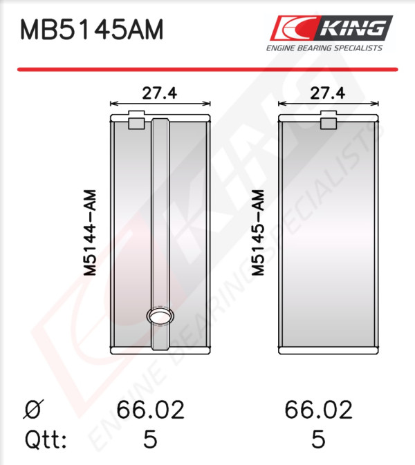 MB5145AM0.5, Kurbelwellenlagerschalen-Satz, KING, 11701-54060-02, H1061/50.50mm