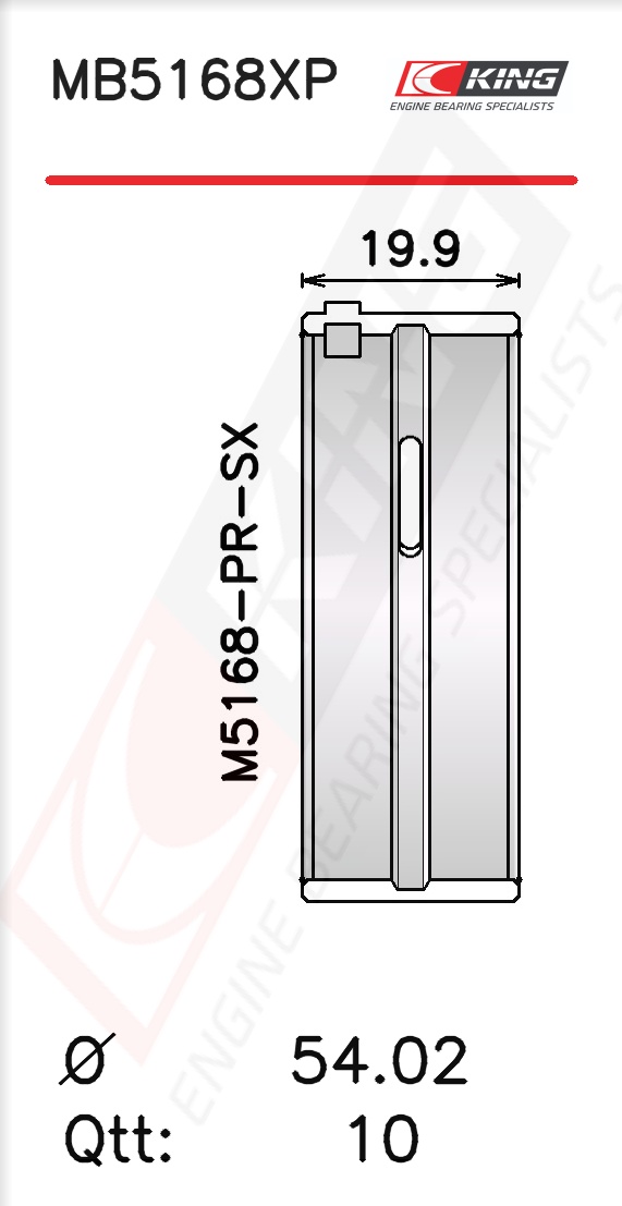 MB5168XP0.25, Crankshaft Bearing Shell Set, KING