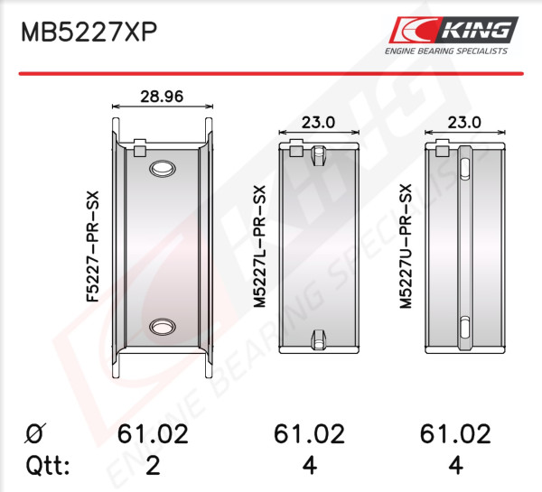MB5227XP, Kurbelwellenlagerschalen-Satz, KING