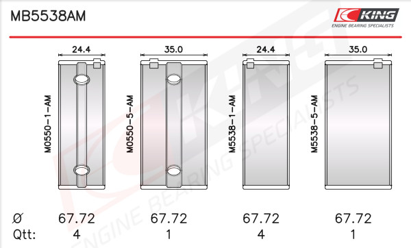 MB5538AM 020, Crankshaft Bearing Shell Set, KING, RTC4783