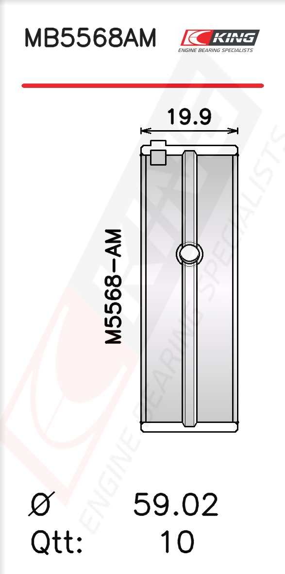 MB5568AM0.25, Crankshaft Bearing Shell Set, KING, 13032-PH3-S10, Civic1,6(98-00), MS-1804A-.25MM