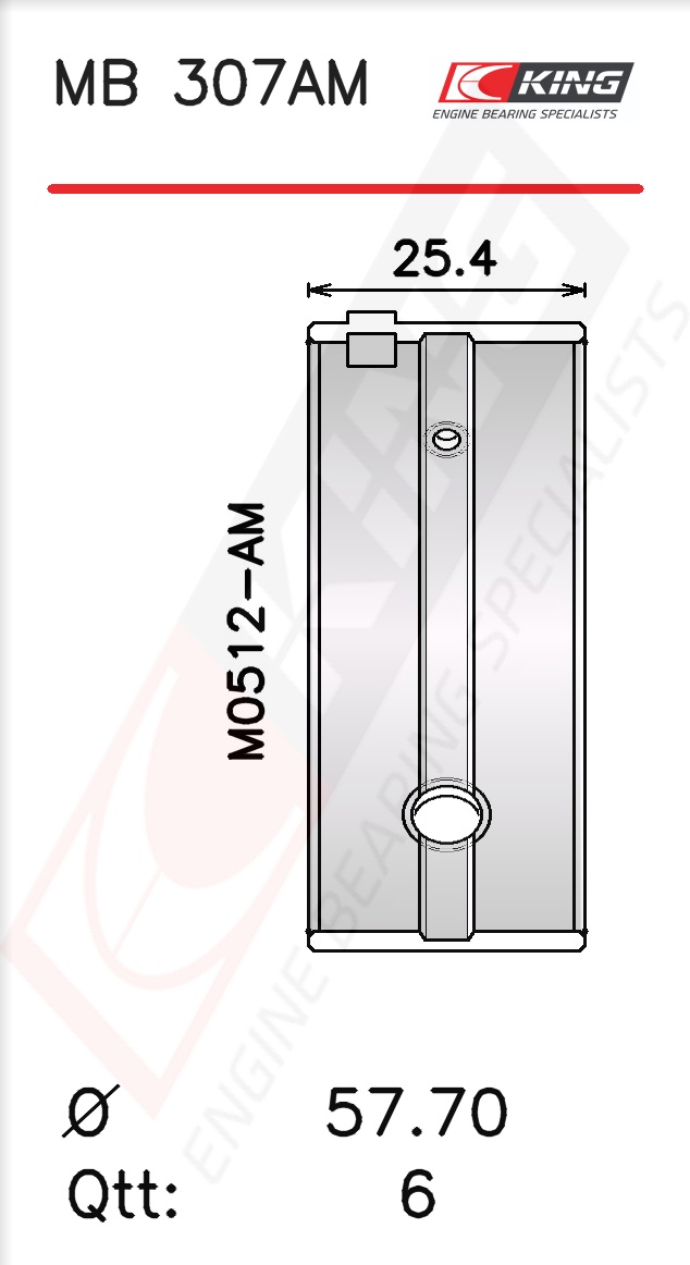 MB 307AM, Crankshaft Bearing Shell Set, KING, H680/3STD