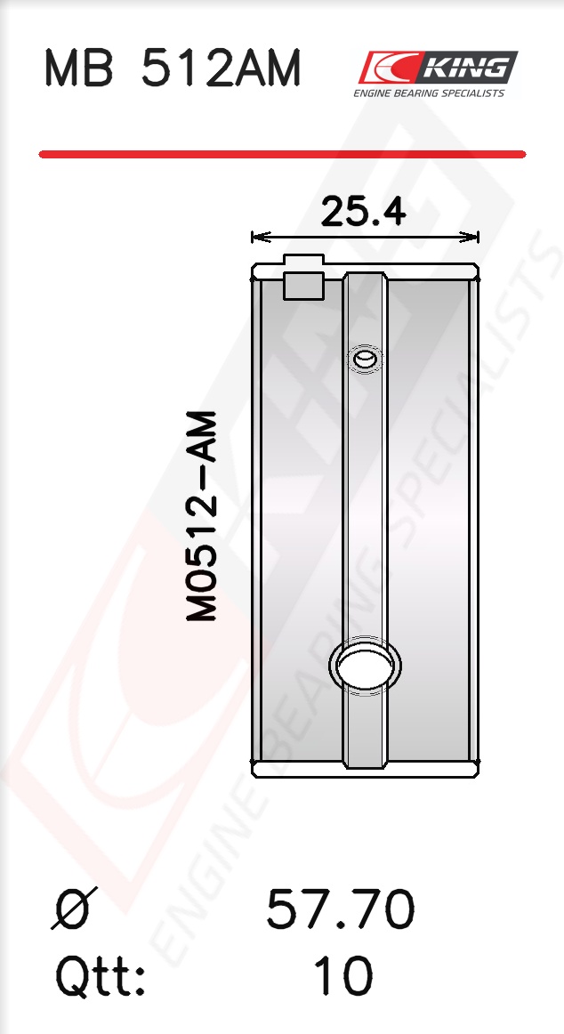 MB 512AM, Crankshaft Bearing Shell Set, KING, H1143/5STD, MS-742AL