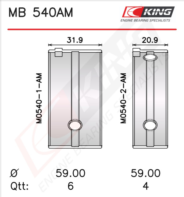 MB 540AM, Crankshaft Bearing Shell Set, KING, 8-94250-574-0, H1145/5STD