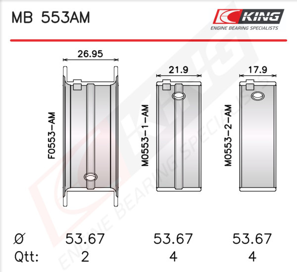 MB 553AM, Crankshaft Bearing Shell Set, KING, 12207-M5600, H1147/5STD